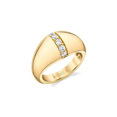 Michael M Orb Diamond Split Signet Ring In Gold