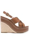 Michael Michael Kors Nora Leather Wedge Sandal In Brown
