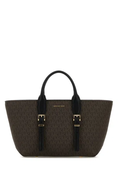 Michael Michael Kors Michael By Michael Kors Printed Canvas Moore Shopping Bag In Black