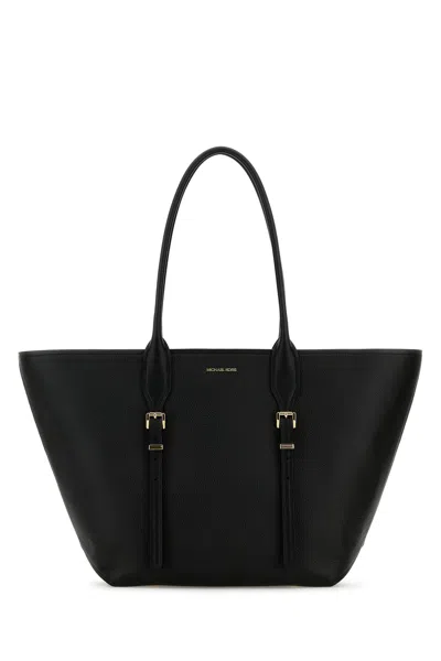 Michael Michael Kors Michael By Michael Kors Black Leather Moore Shopping Bag