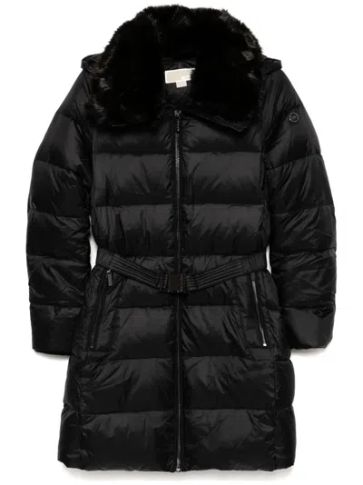 Michael Michael Kors 3/4 Belted Puffer Coat In Black
