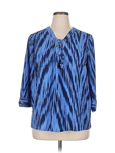 Pre-owned Michael Michael Kors 3/4 Sleeve Blouse In Blue