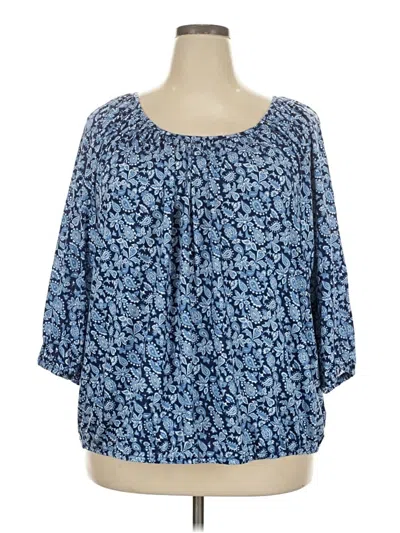 Pre-owned Michael Michael Kors 3/4 Sleeve Blouse In Blue