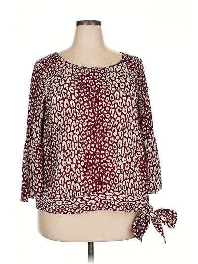 Pre-owned Michael Michael Kors 3/4 Sleeve Blouse In Burgundy