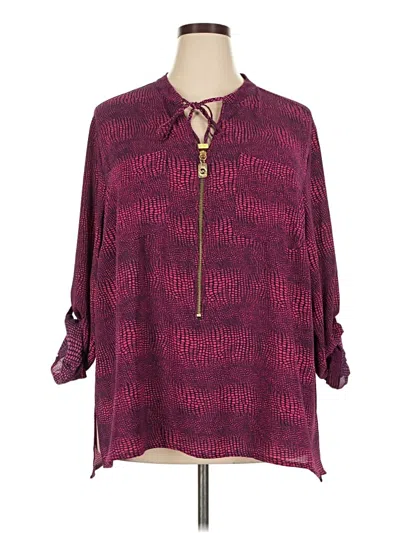 Pre-owned Michael Michael Kors 3/4 Sleeve Blouse In Burgundy