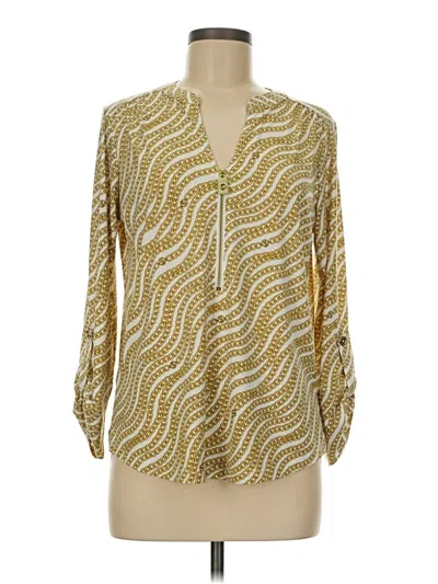 Pre-owned Michael Michael Kors 3/4 Sleeve Blouse In Gold