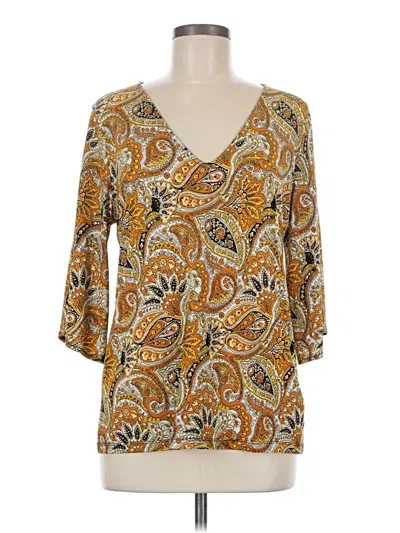 Pre-owned Michael Michael Kors 3/4 Sleeve Blouse In Gold