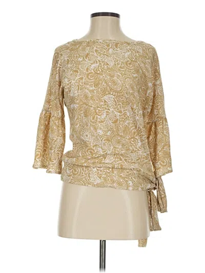 Pre-owned Michael Michael Kors 3/4 Sleeve Blouse In Gold