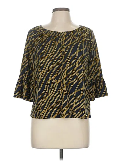 Pre-owned Michael Michael Kors 3/4 Sleeve Blouse In Gold