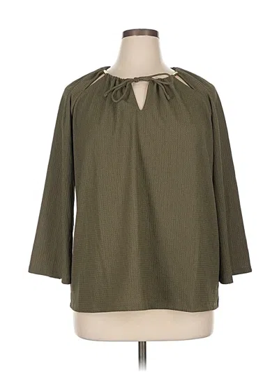 Pre-owned Michael Michael Kors 3/4 Sleeve Blouse In Green