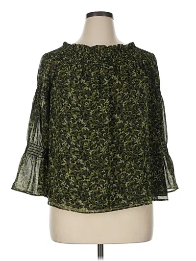 Pre-owned Michael Michael Kors 3/4 Sleeve Blouse In Green