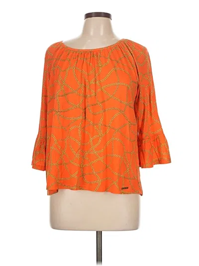 Pre-owned Michael Michael Kors 3/4 Sleeve Blouse In Orange