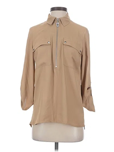 Pre-owned Michael Michael Kors 3/4 Sleeve Blouse In Tan