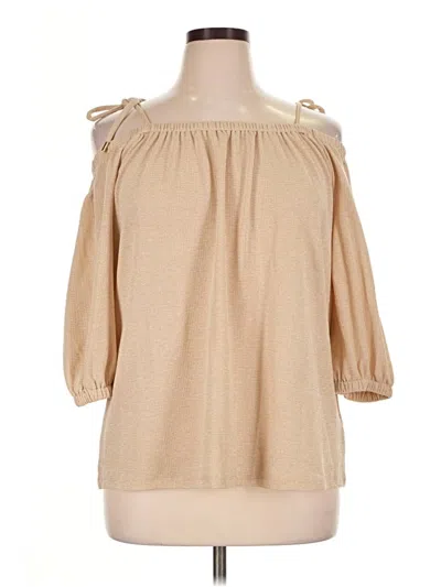 Pre-owned Michael Michael Kors 3/4 Sleeve Blouse In Tan