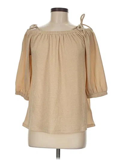 Pre-owned Michael Michael Kors 3/4 Sleeve Blouse In Tan