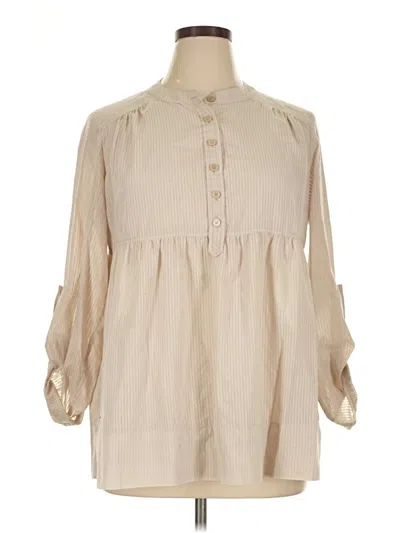 Pre-owned Michael Michael Kors 3/4 Sleeve Blouse In Tan