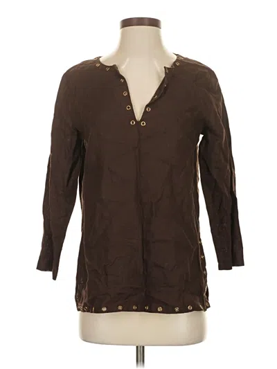 Pre-owned Michael Michael Kors 3/4 Sleeve Button Down Shirt In Brown