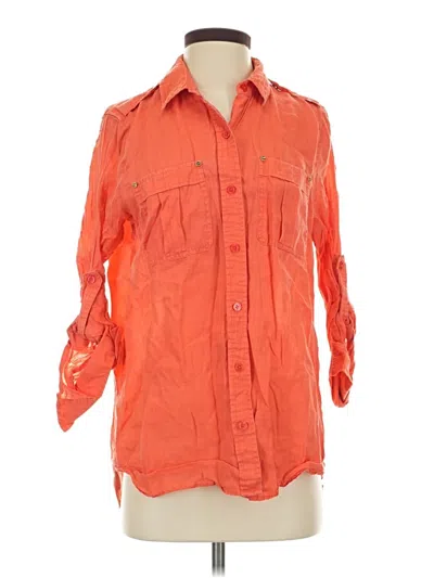 Pre-owned Michael Michael Kors 3/4 Sleeve Button Down Shirt In Orange