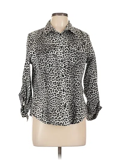 Pre-owned Michael Michael Kors 3/4 Sleeve Button Down Shirt In Silver