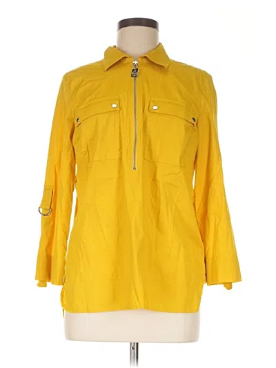 Pre-owned Michael Michael Kors 3/4 Sleeve Button Down Shirt In Yellow