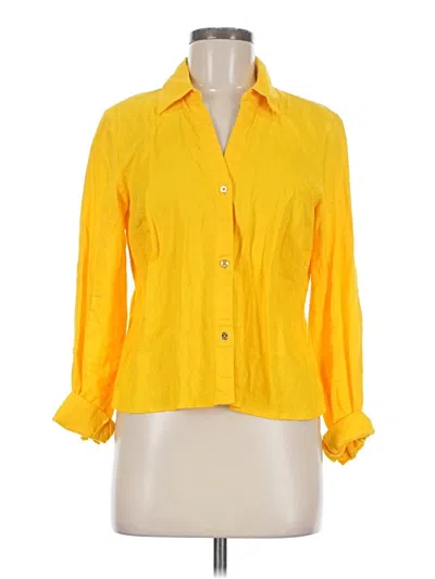Pre-owned Michael Michael Kors 3/4 Sleeve Button Down Shirt In Yellow