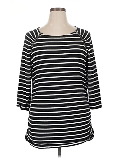 Pre-owned Michael Michael Kors 3/4 Sleeve Top Black Boatneck Tops