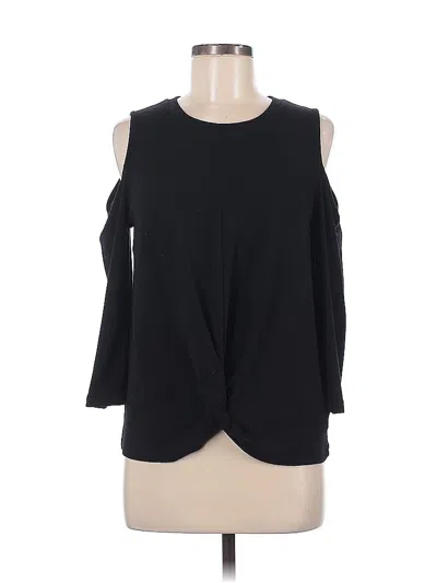 Pre-owned Michael Michael Kors 3/4 Sleeve Top Black Cold Shoulder Neckline Tops