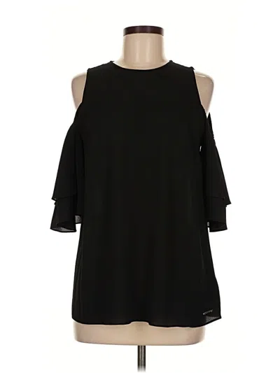 Pre-owned Michael Michael Kors 3/4 Sleeve Top Black Cold Shoulder Neckline Tops