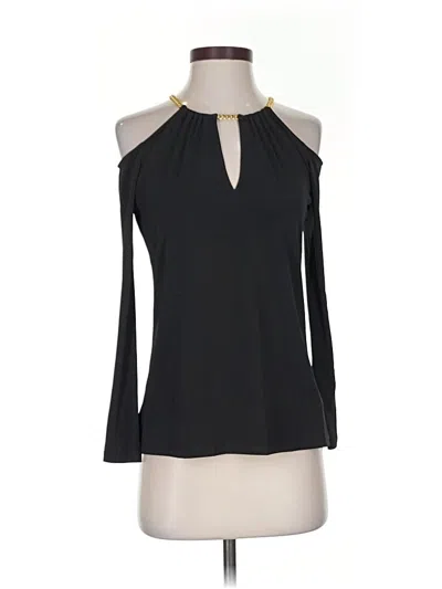 Pre-owned Michael Michael Kors 3/4 Sleeve Top Black Cold Shoulder Neckline Tops