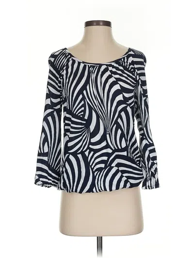 Pre-owned Michael Michael Kors 3/4 Sleeve Top Blue Boatneck Tops