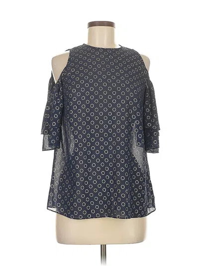 Pre-owned Michael Michael Kors 3/4 Sleeve Top Blue Cold Shoulder Neckline Tops