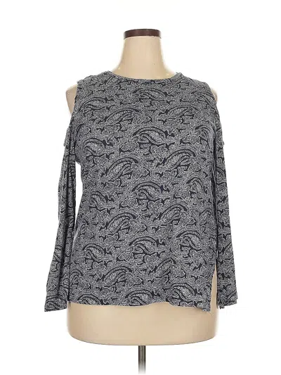 Pre-owned Michael Michael Kors 3/4 Sleeve Top Blue Cold Shoulder Neckline Tops