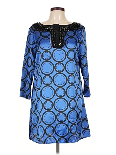 Pre-owned Michael Michael Kors 3/4 Sleeve Top Blue Keyhole Neckline Tops