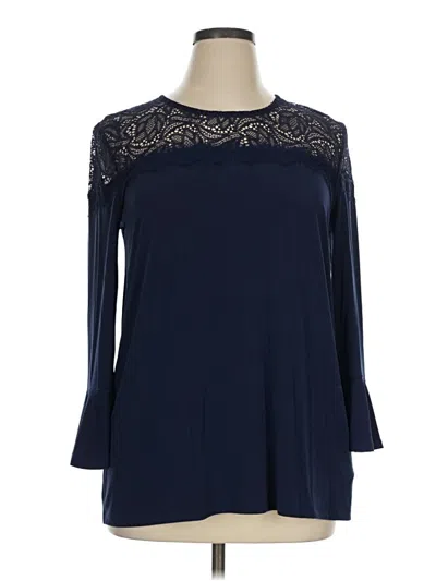 Pre-owned Michael Michael Kors 3/4 Sleeve Top Blue Mock Neckline Tops
