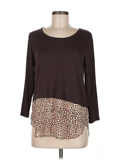 Pre-owned Michael Michael Kors 3/4 Sleeve Top Brown Scoop Neck Tops