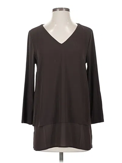 Pre-owned Michael Michael Kors 3/4 Sleeve Top Brown V Neck Tops