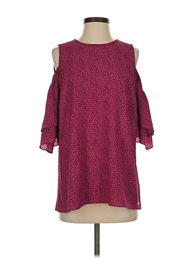 Pre-owned Michael Michael Kors 3/4 Sleeve Top Burgundy Cold Shoulder Neckline Tops