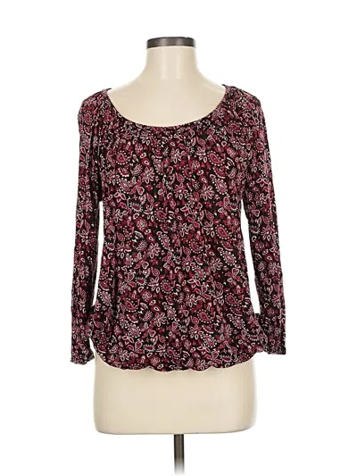 Pre-owned Michael Michael Kors 3/4 Sleeve Top Burgundy Scoop Neck Tops
