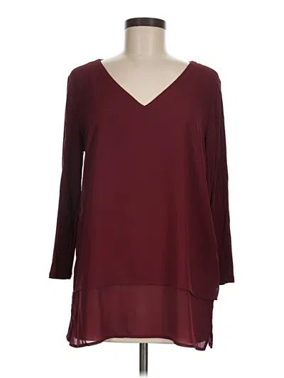 Pre-owned Michael Michael Kors 3/4 Sleeve Top Burgundy V Neck Tops