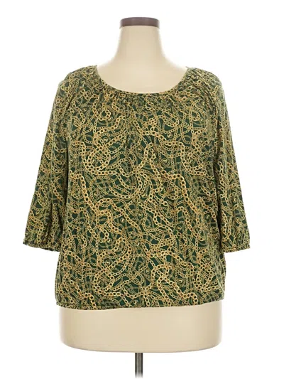 Pre-owned Michael Michael Kors 3/4 Sleeve Top Green Boatneck Tops