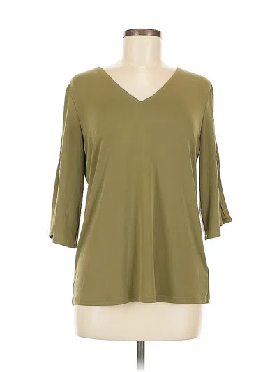 Pre-owned Michael Michael Kors 3/4 Sleeve Top Green V Neck Tops