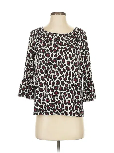 Pre-owned Michael Michael Kors 3/4 Sleeve Top Ivory Square Neckline Tops In White