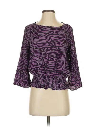 Pre-owned Michael Michael Kors 3/4 Sleeve Top Purple Boatneck Tops