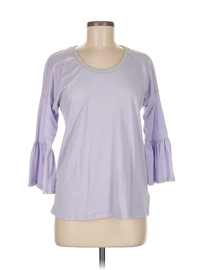 Pre-owned Michael Michael Kors 3/4 Sleeve Top Purple Keyhole Neckline Tops