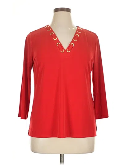 Pre-owned Michael Michael Kors 3/4 Sleeve Top Red Open Neckline Tops