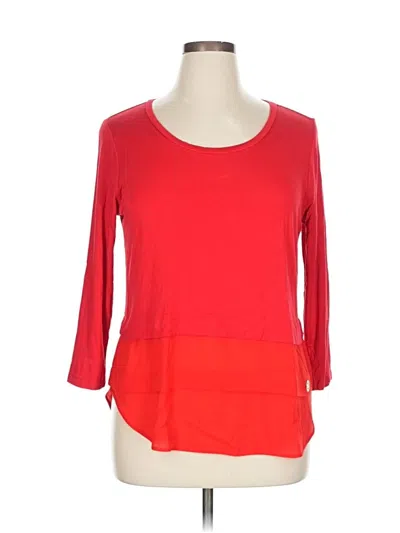 Pre-owned Michael Michael Kors 3/4 Sleeve Top Red Scoop Neck Tops