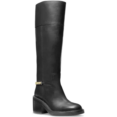 Michael Michael Kors 40f4clmb5l Womens Chain Leather Knee-high Boots In Black