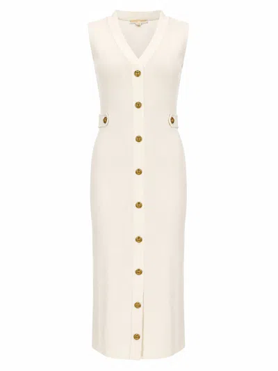 Michael Michael Kors Abito Midi In Maglia Stretch In White