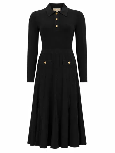 Michael Michael Kors Michael By Michael Kors Polo Flare Midi Dress In Black