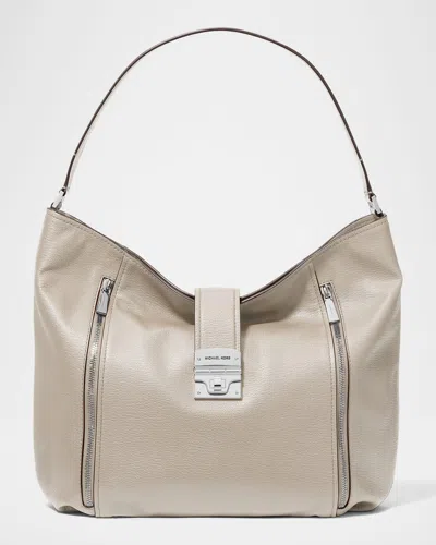 Michael Michael Kors Addison Large Slouchy Leather Shoulder Bag In Sand